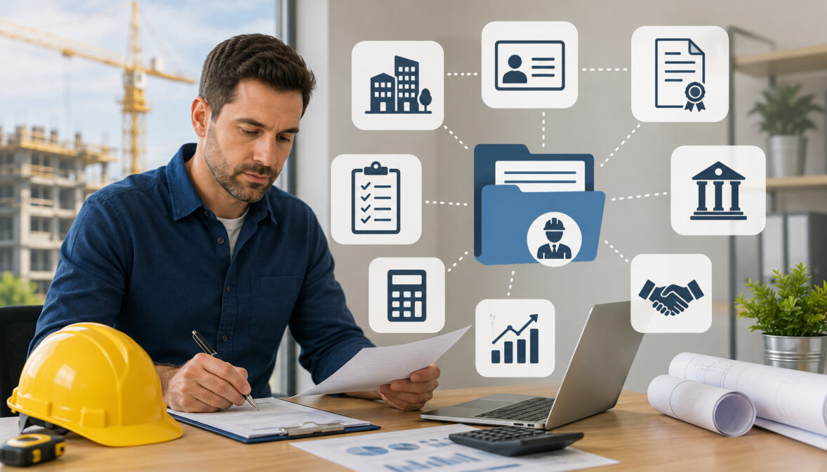 Contractor preparing business information for a merchant account