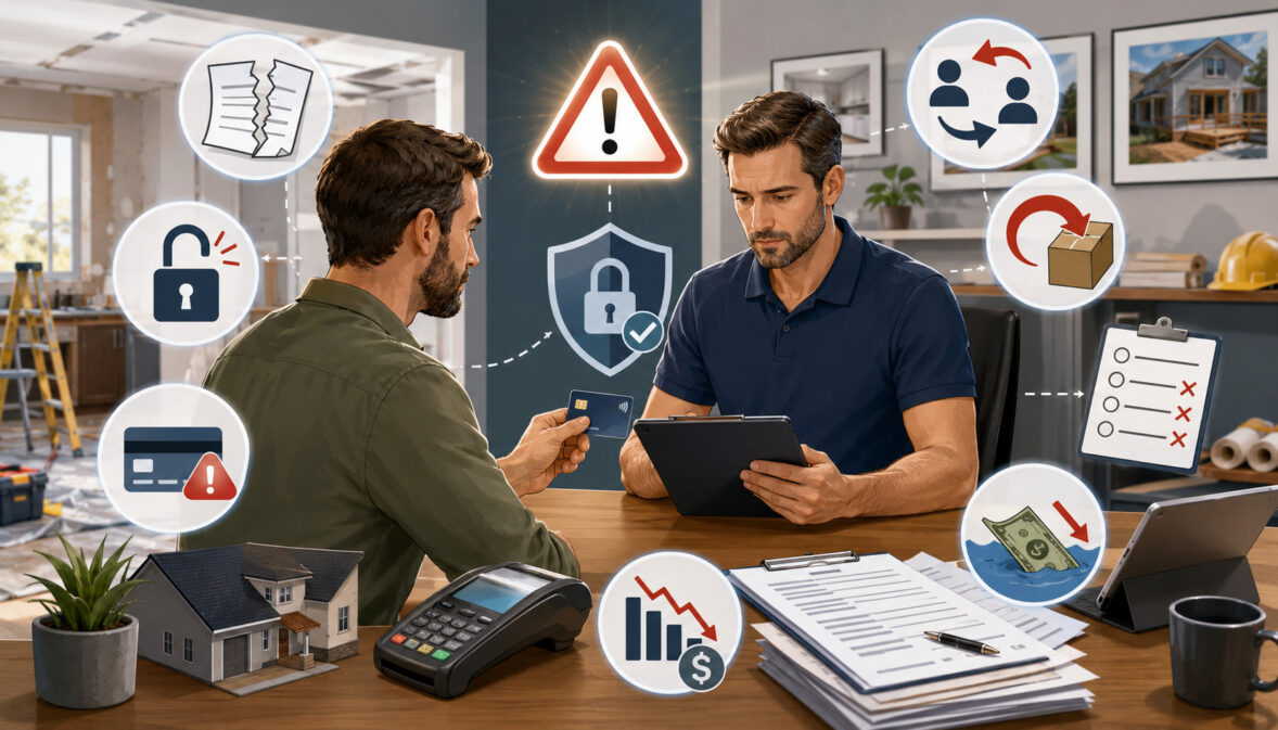 Contractor reviewing risks before accepting a large down payment