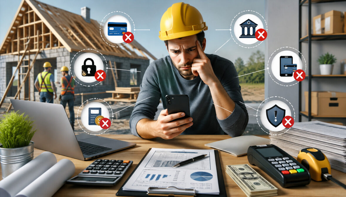 Contractor reviewing payment processing mistakes