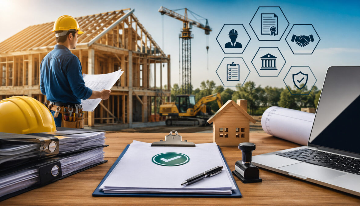 Contractor licensing and business documentation illustration