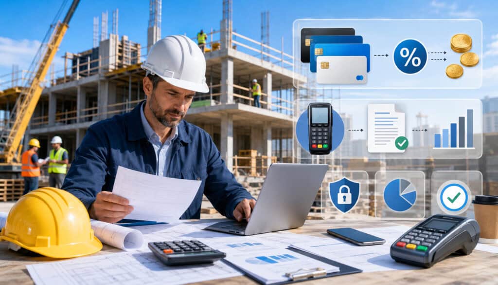 Contractor reviewing payment processing fees