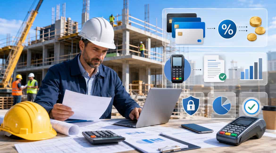 Contractor reviewing payment processing fees