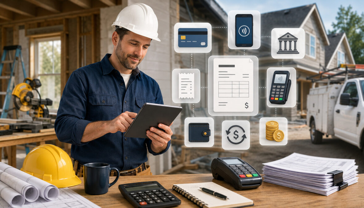 Contractor reviewing payment processing fees
